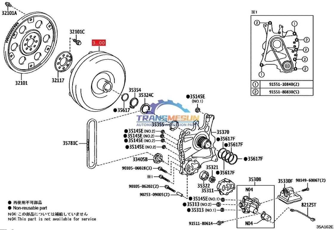 ALPHARD;AVALON;CAMRY ;HIGHLANDER;SIENNA;ES350 remanufactured UA80E UA80F 8-speed automatic transmission system torque converter 3200048060 for Toyota Lexus 3.5L